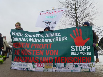 Siemens: Profite vor Menschenrechten – Proteste und Gegenreden auf der Siemens Hauptversammlung 2015