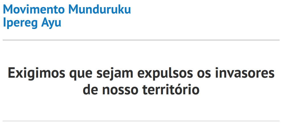 Munduruku: Wir fordern die Ausweisung der Eindringlinge aus unserem Territorium