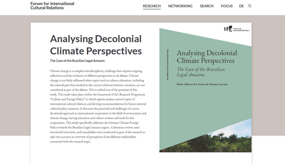 Neue Studie: Analyse dekolonialer Klimaperspektiven - Der Fall des brasilianischen Amazonasgebiets