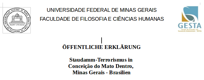 "Staudamm-Terrorismus in Conceição do Mato Dentro, Minas Gerais - Brasilien"