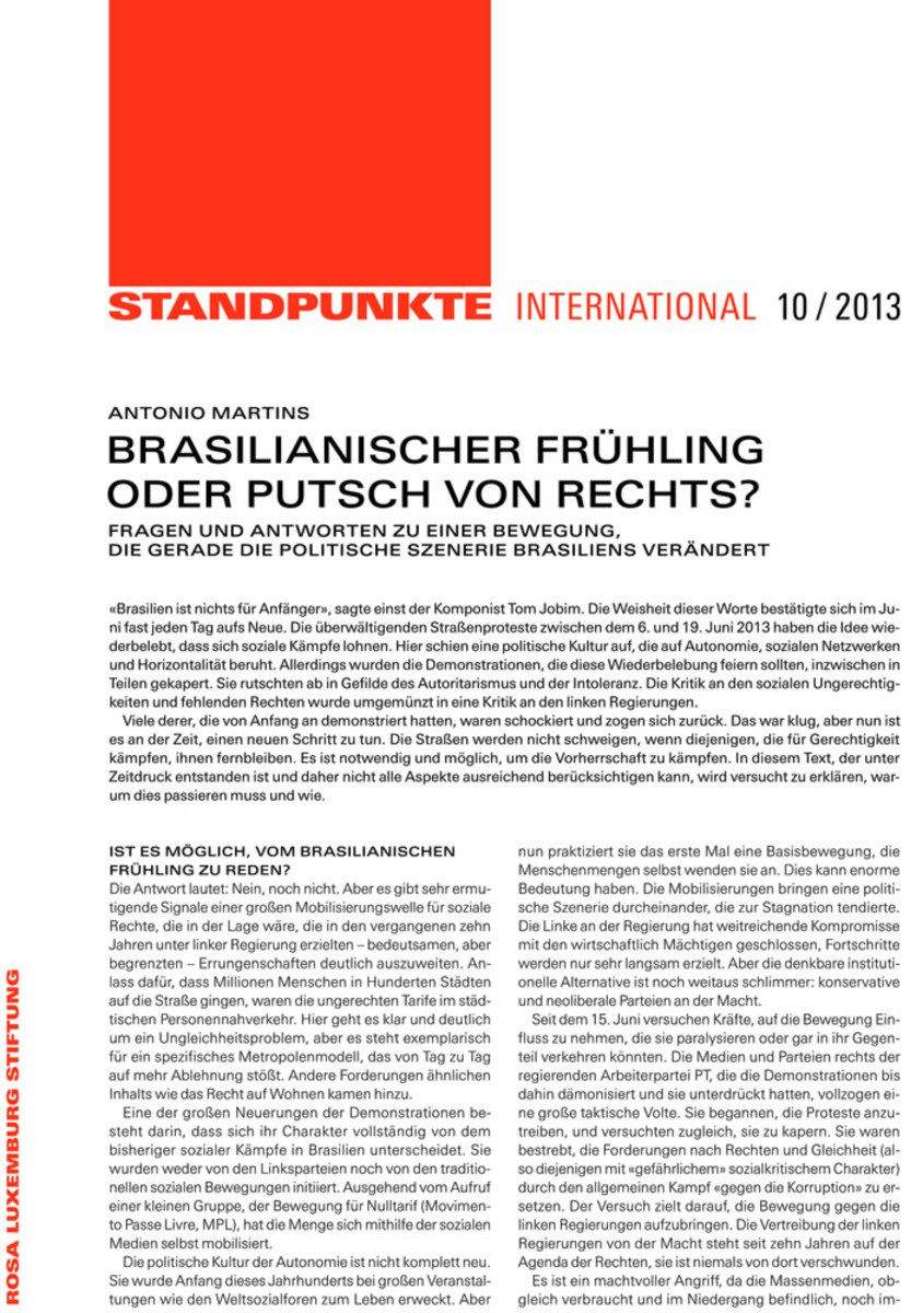 Brasilianischer Frühling oder Putsch von rechts?