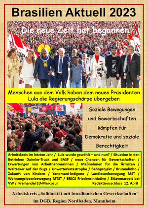Eine Broschüre des "Arbeitskreis: Solidarität mit brasilianischen Gewerkschaften" im DGB Mannheim.