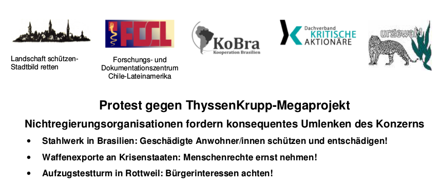 Protest gegen ThyssenKrupp-Megaprojekt