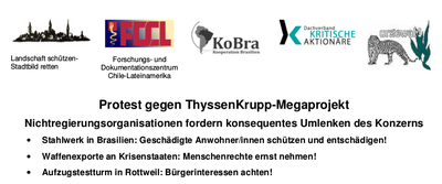 Protest gegen ThyssenKrupp-Megaprojekt