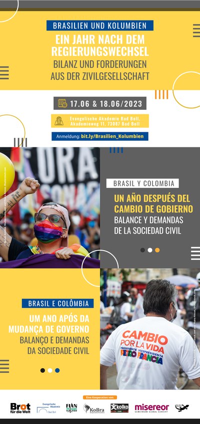 Brasilien und Kolumbien ein Jahr nach dem Regierungswechsel -  Bilanz und Forderungen aus der Zivilgesellschaft (Português e espanhol abaixo)